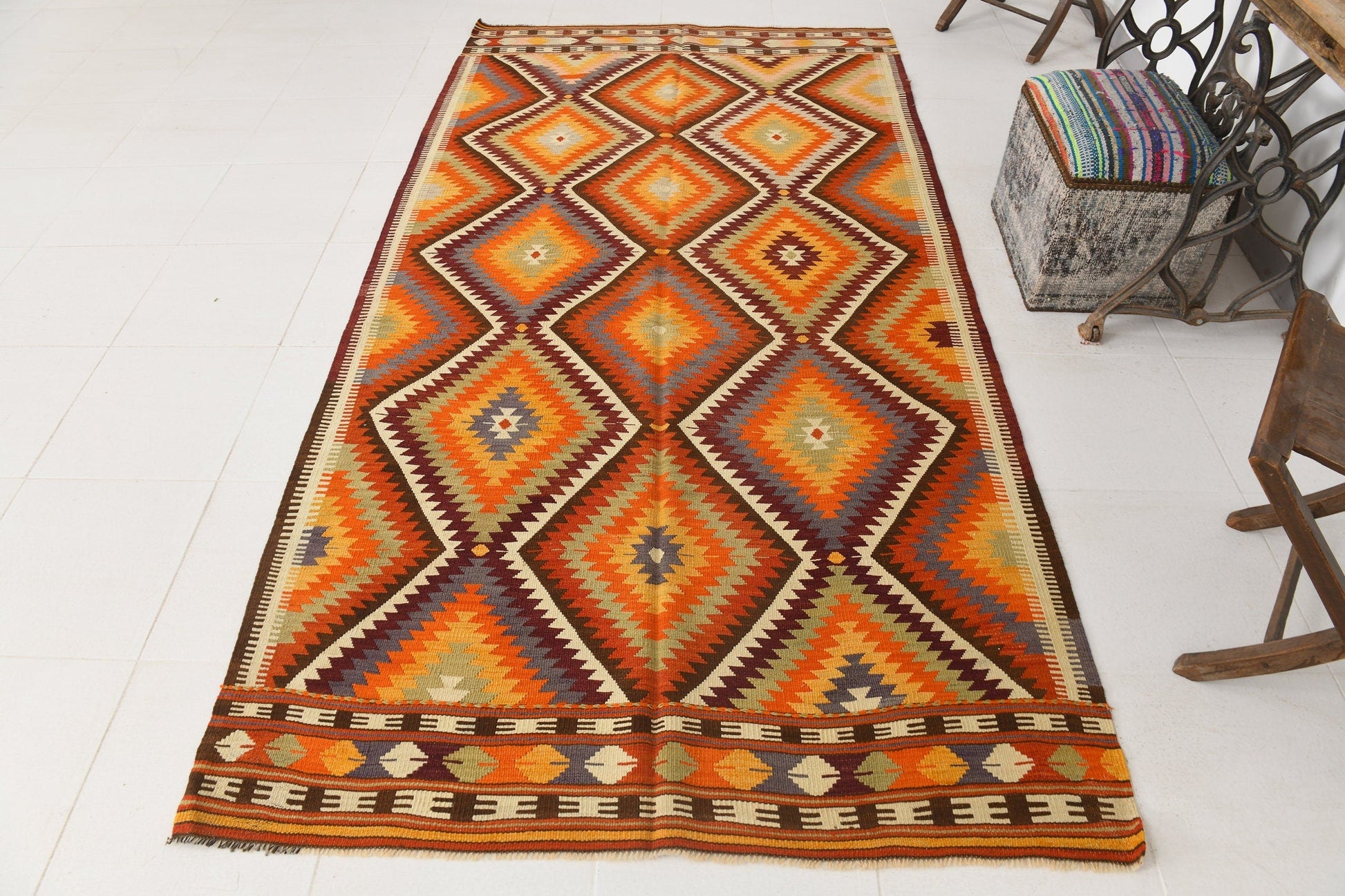 Vintage Kilim Anatolian 4'6" x 9'2" ft