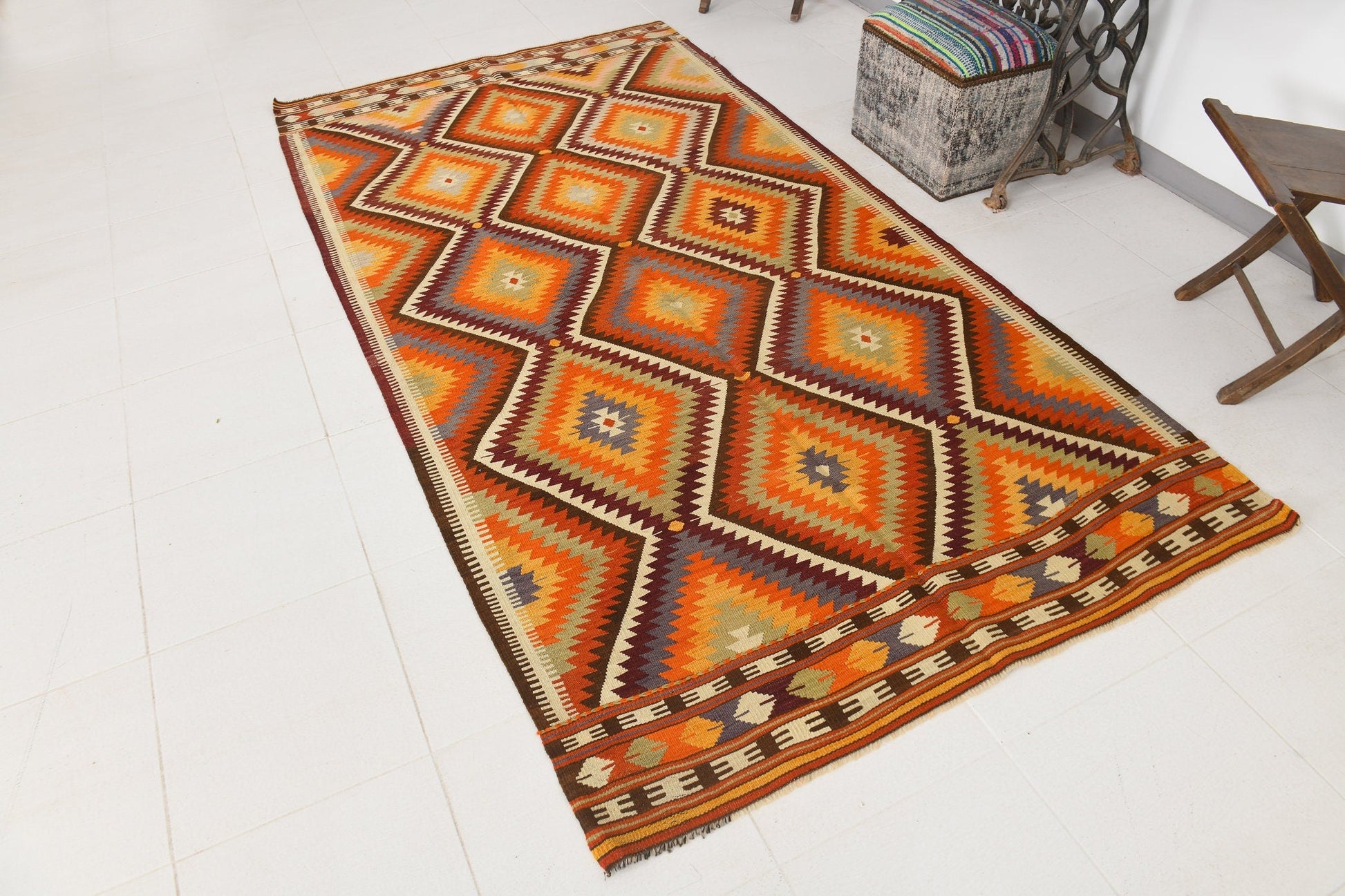 Vintage Kilim Anatolian 4'6" x 9'2" ft